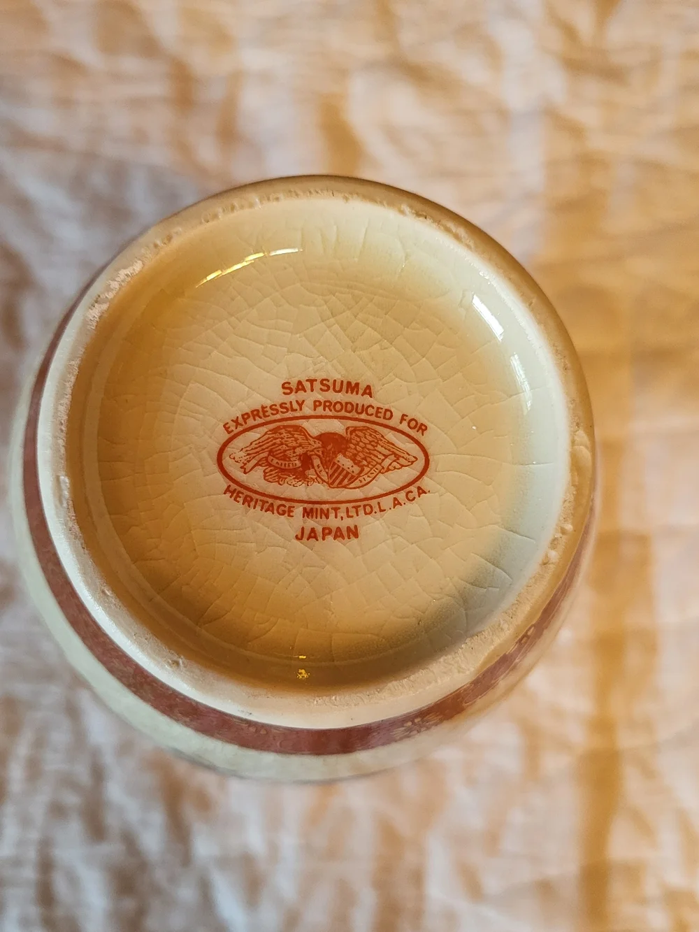 Decorative Cream and Orange Floral Peacock Ceramic Vase